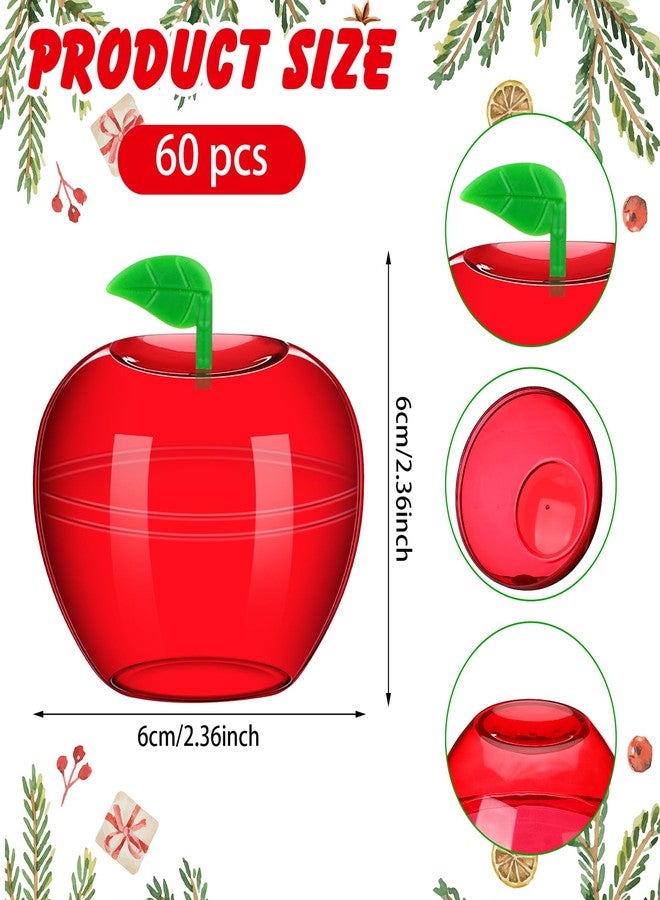 Nitial 60 Pcs Christmas Plastic Apple Container Candy Boxes Bulk Christmas Candy Holder Bobbing Apples Shaped Jars Teacher Appreciation Gifts for Xmas Wedding Party Favor(3 Colors) - Image 2